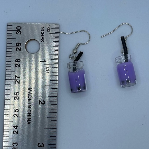3 for $20 Purple Boba Tea Acrylic Dangle Earrings “You Pick 3” - Picture 3 of 6